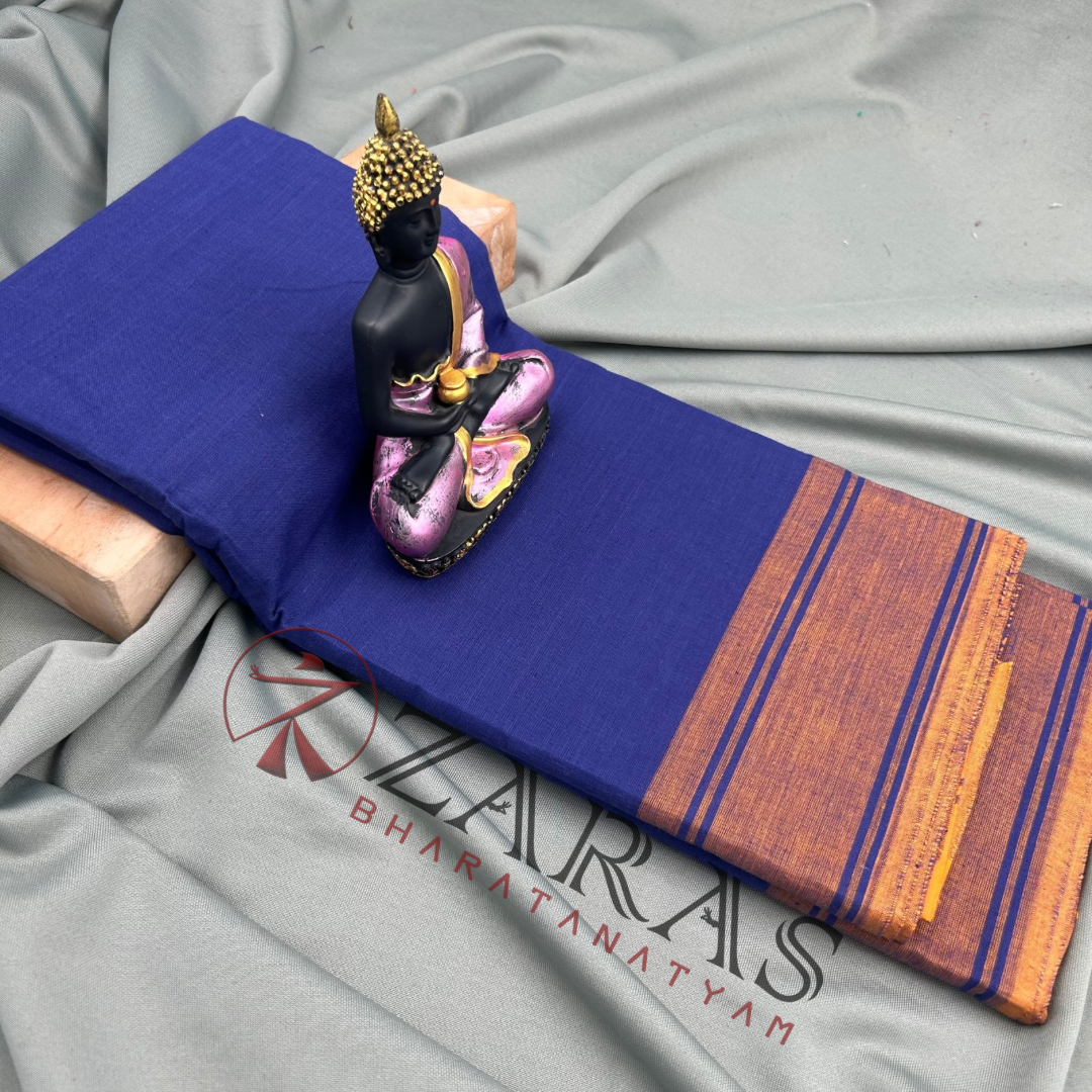 Bharatanatyam Dance Practice Saree - Dark Blue Ye Plain Border image 0