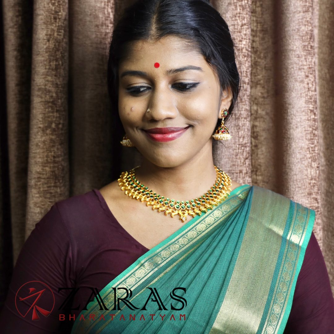 Bharatanatyam Dance Jewellery - Necklace Green Kemp Leaf S Design image 1