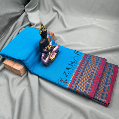 Bharatanatyam Dance Practice Saree - L Blue RD Gold Diamond Double Coin image 1