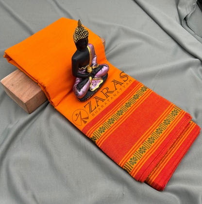 Bharatanatyam Dance Practice Saree - M Yellow with Red D Flower Border image 0