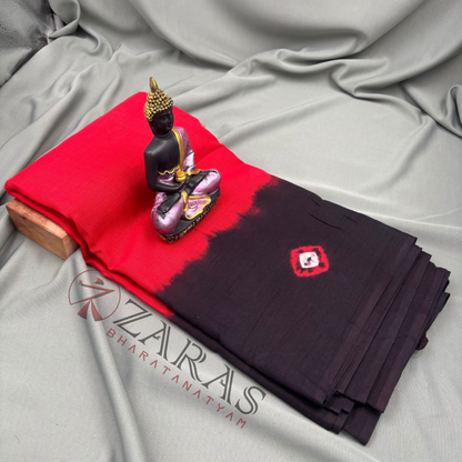 Bharatanatyam Dance Practice Saree - Red with Black Bandini Saree image 1