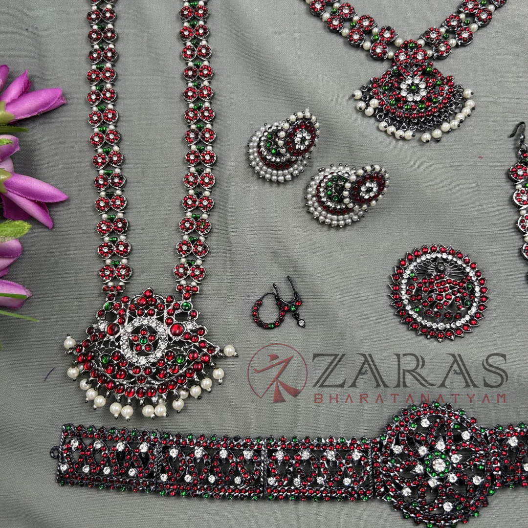 Bharatanatyam Dance Jewellery Black - Full Set Kemp Manga RGS image 1