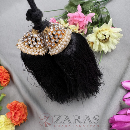 Bharatanatyam Dance Jewellery - Stone Kunjalam 3 Line Hair Type image 2