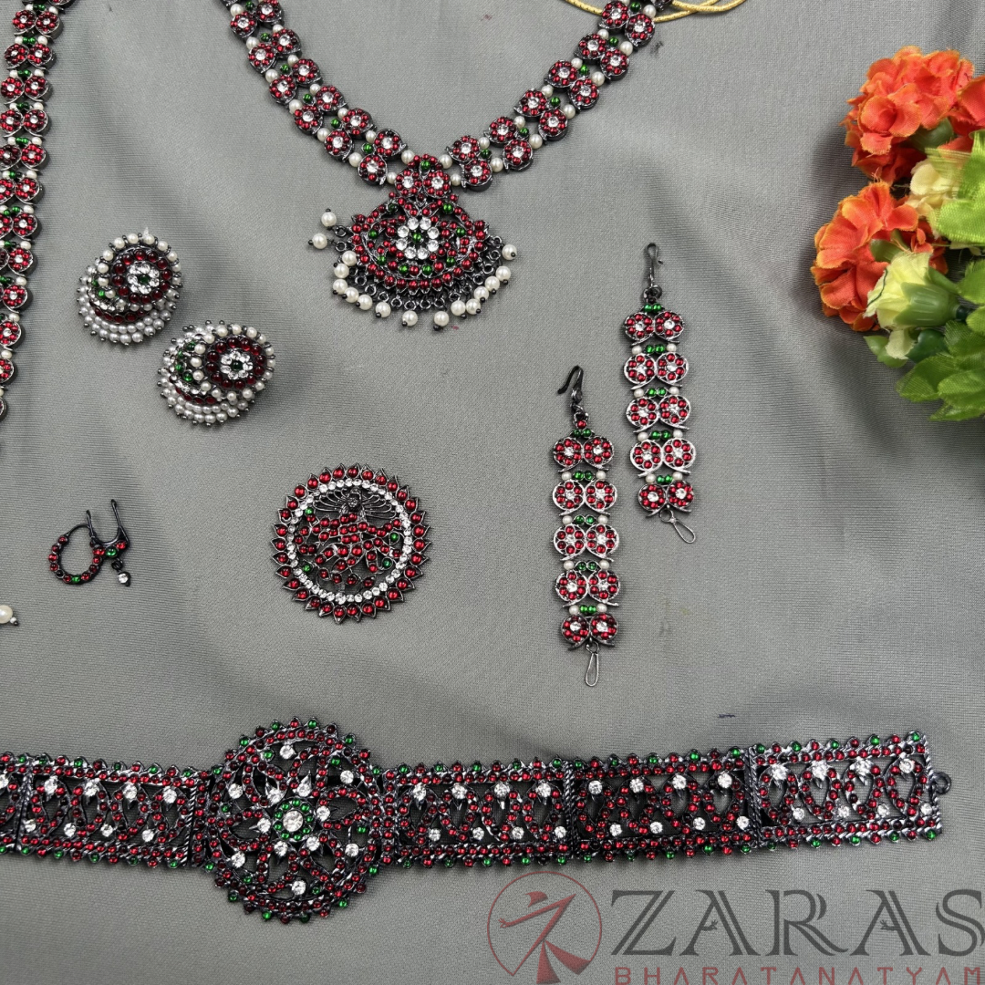 Bharatanatyam Dance Jewellery Black - Full Set Kemp Manga RGS image 3