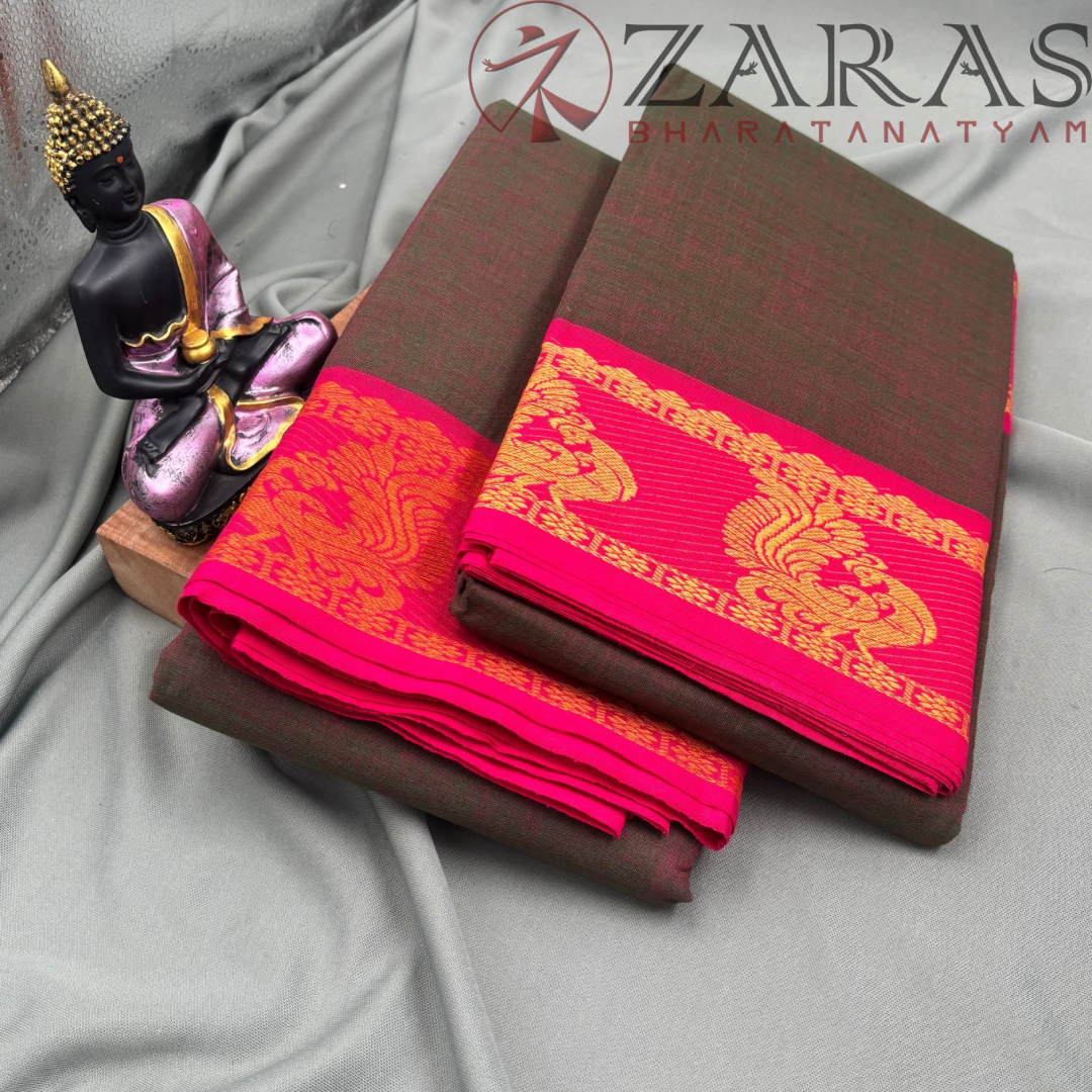 Bharatanatyam Dance Practice Saree - D Shade Peacock Border image 2