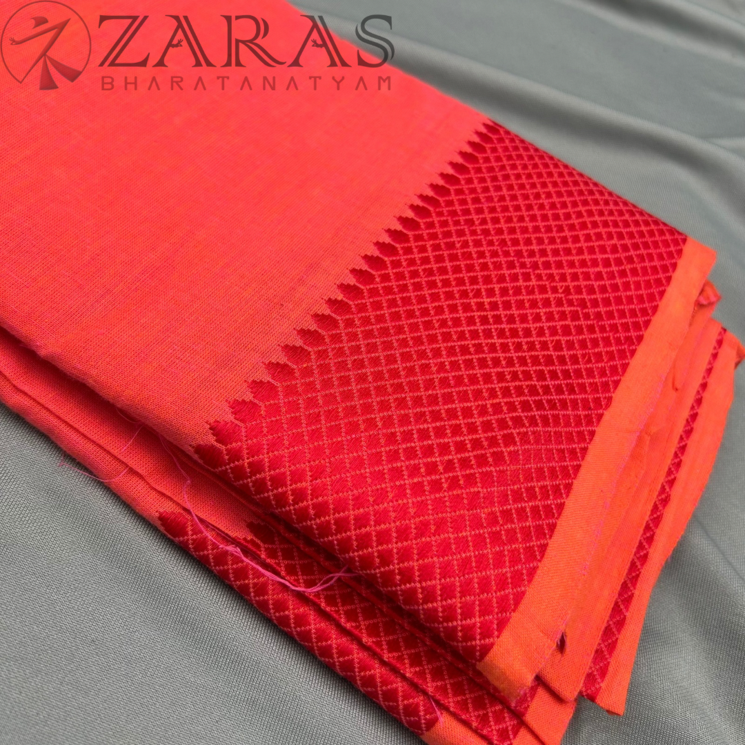 Bharatanatyam Dance Practice Saree - Floresm Orange Rd Gopuram Border image 1