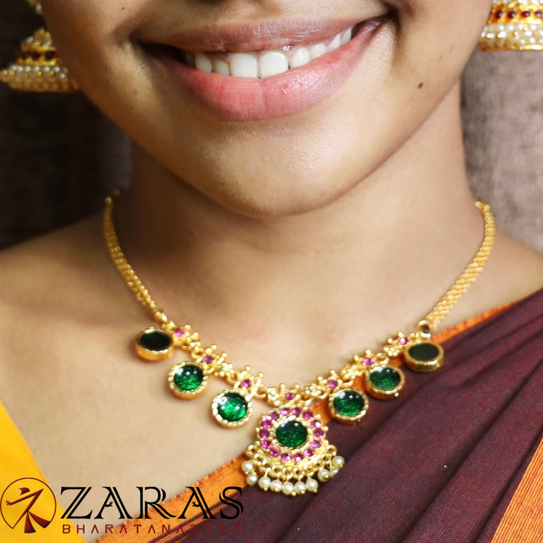 Bharatanatyam Dance Jewellery - Necklace Round Flower Design Kemp image 0