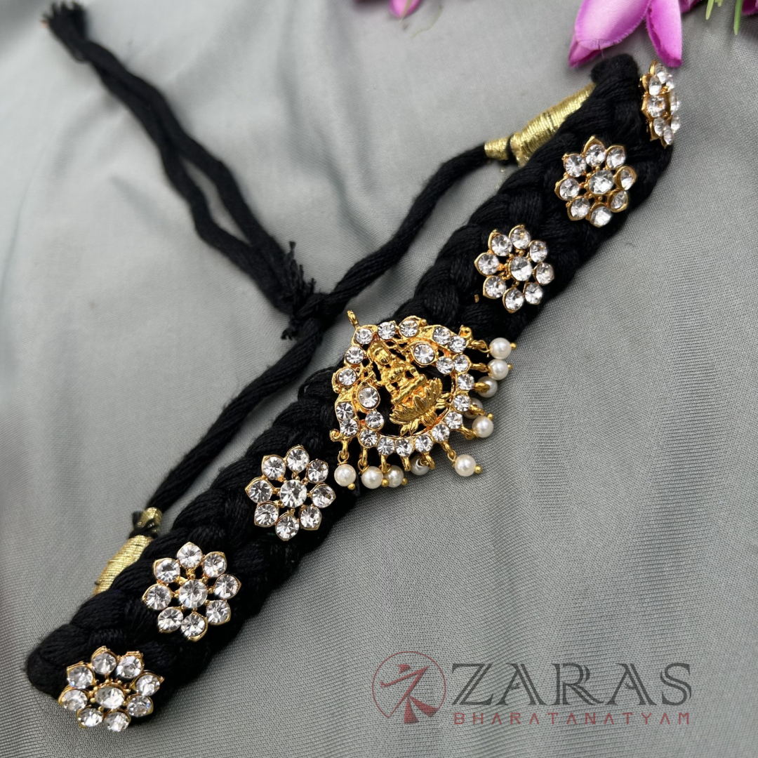 Bharatanatyam Dance Jewellery Necklace - Lakshmi W Stone Black Thread Type image 0