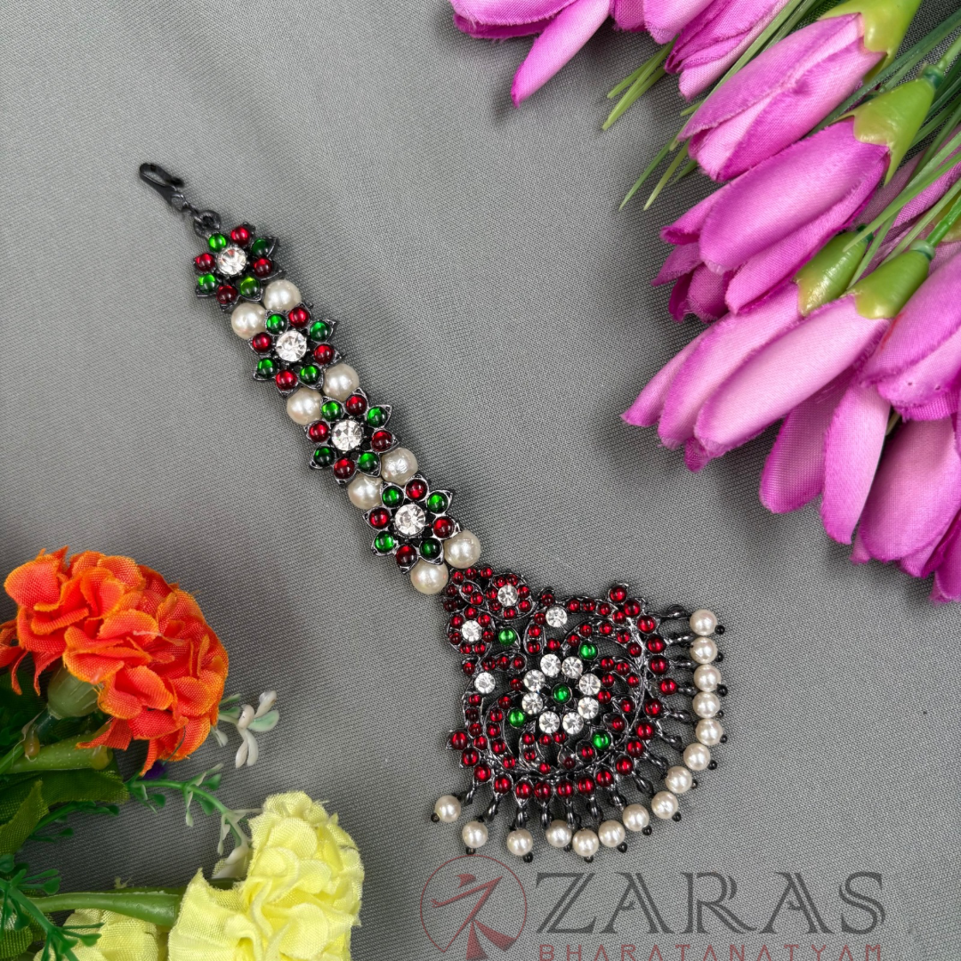 Bharatanatyam Dance Jewellery Black - Flower Netti Chutti RG Kemp CS image 0