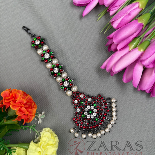 Bharatanatyam Dance Jewellery Black - Flower Netti Chutti RG Kemp CS image 0