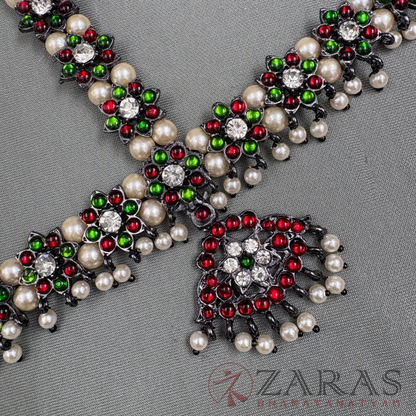 Bharatanatyam Dance Jewellery Black - Headset Flower RG Kemp CS image 1