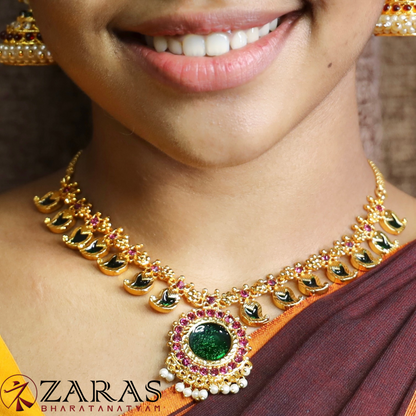 Bharatanatyam Dance Jewellery - Necklace Manga Design PS Green Kemp SA image 0