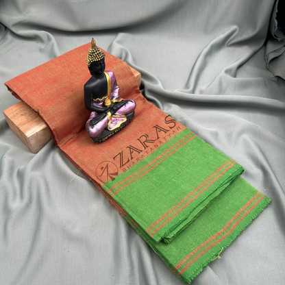 Bharatanatyam Dance Practice Saree - Brown with Green Plain Border image 0