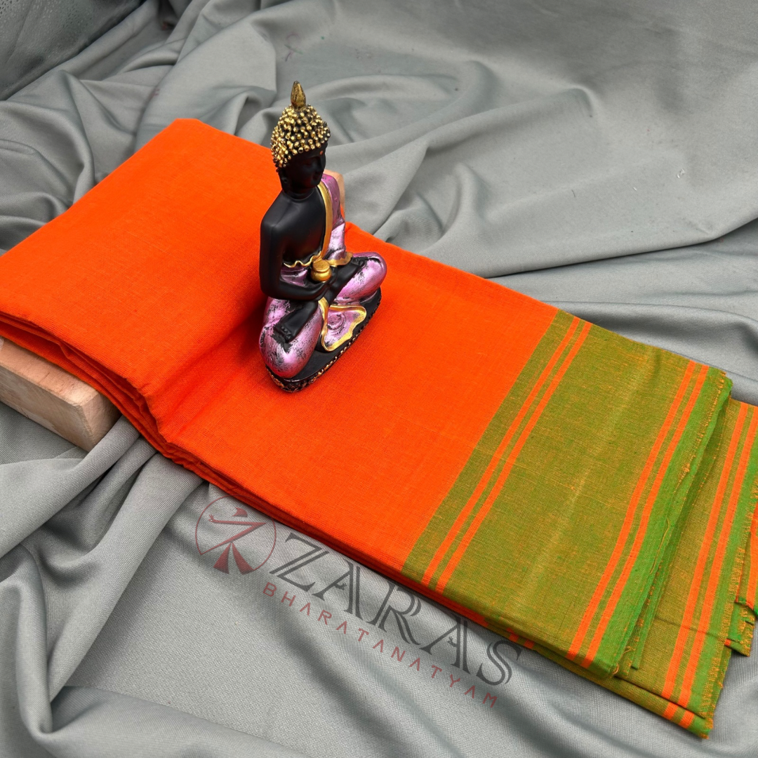 Bharatanatyam Dance Practice Saree - Light Orange Plain Border image 0