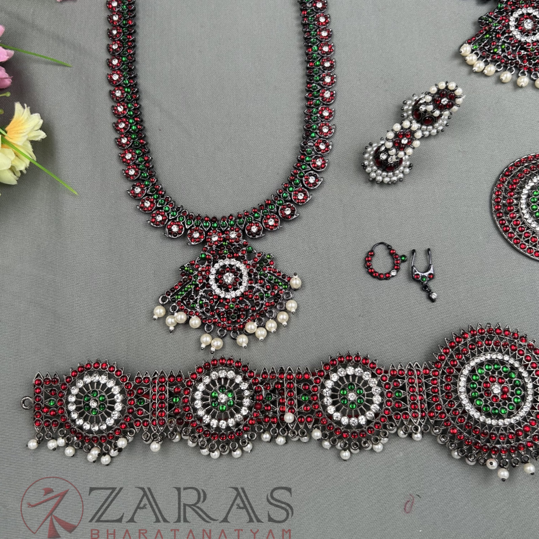 Bharatanatyam Dance Black Jewellery - Manga Full Set Kemp RGS (2mm) image 1