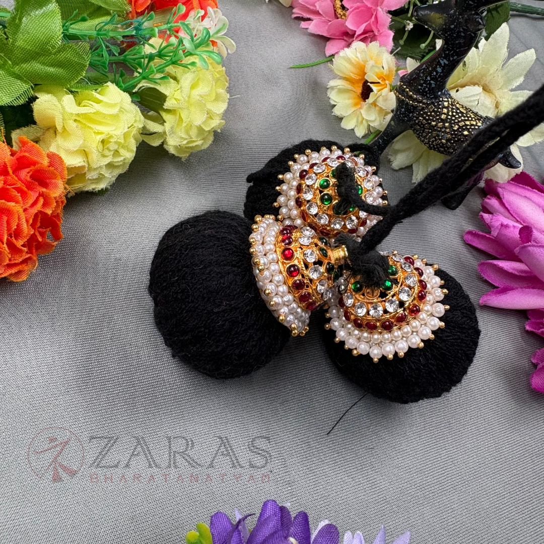 Bharatanatyam Dance Jewellery - Kemp Kunjalam 3 Line Thread Type image 2