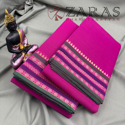 Bharatanatyam Dance Practice Saree - Purple with Green Double Coin Border image 2