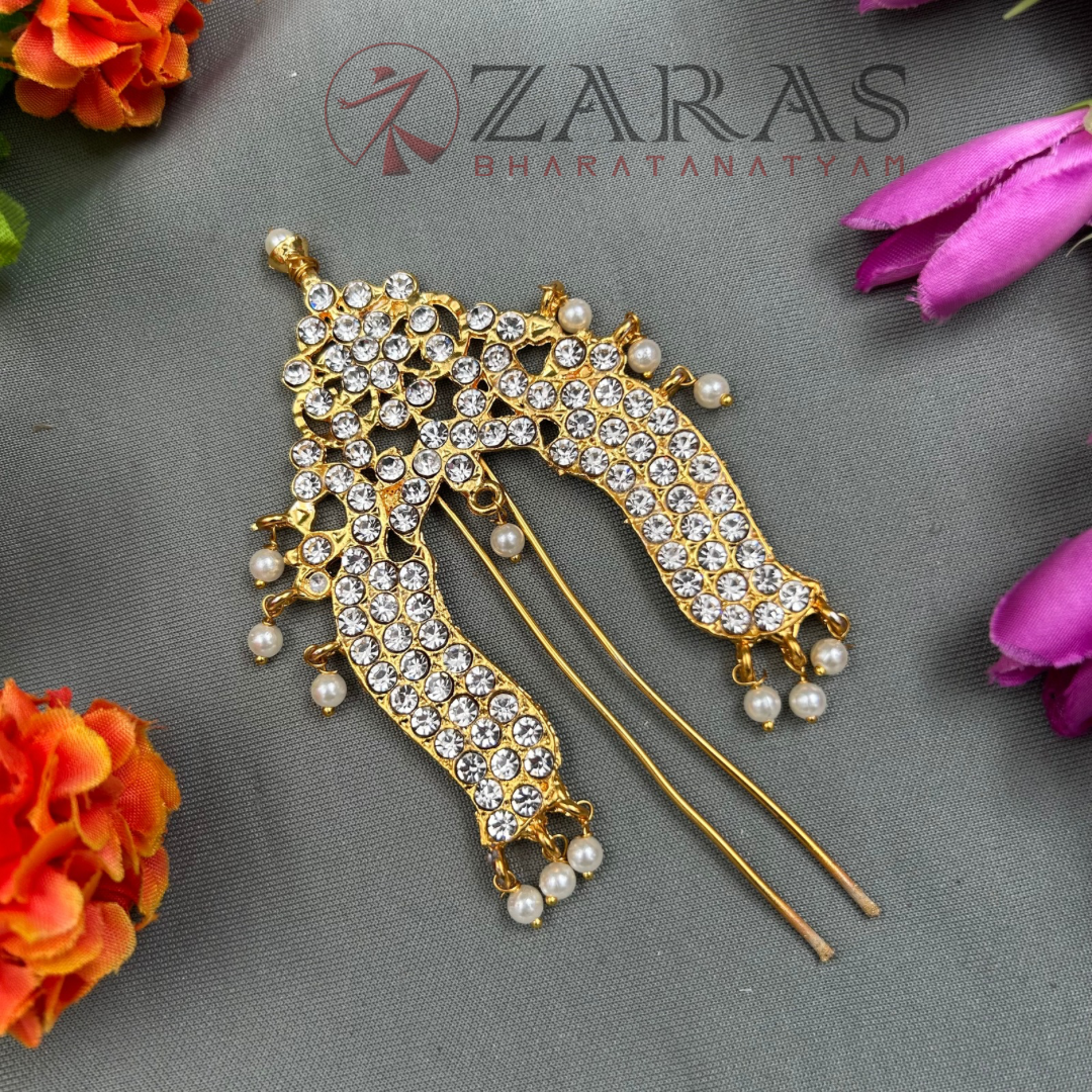 Bharatanatyam Dance Jewellery - Head Arch  White Stone VA image 0