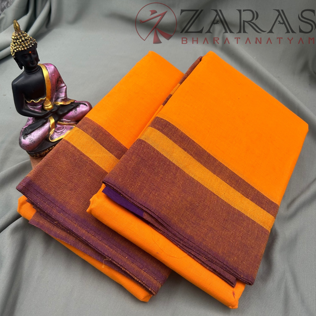 Bharatanatyam Dance Practice Saree - Mango yellow with Purple Plain Border image 1