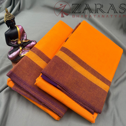 Bharatanatyam Dance Practice Saree - Mango yellow with Purple Plain Border image 1