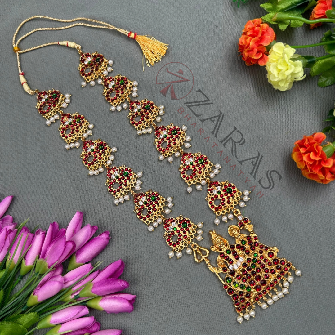 Bharatanatyam Dance Jewellery - Sivan Parvathi & Snake RG Kemp Maalai / Haaram image 0