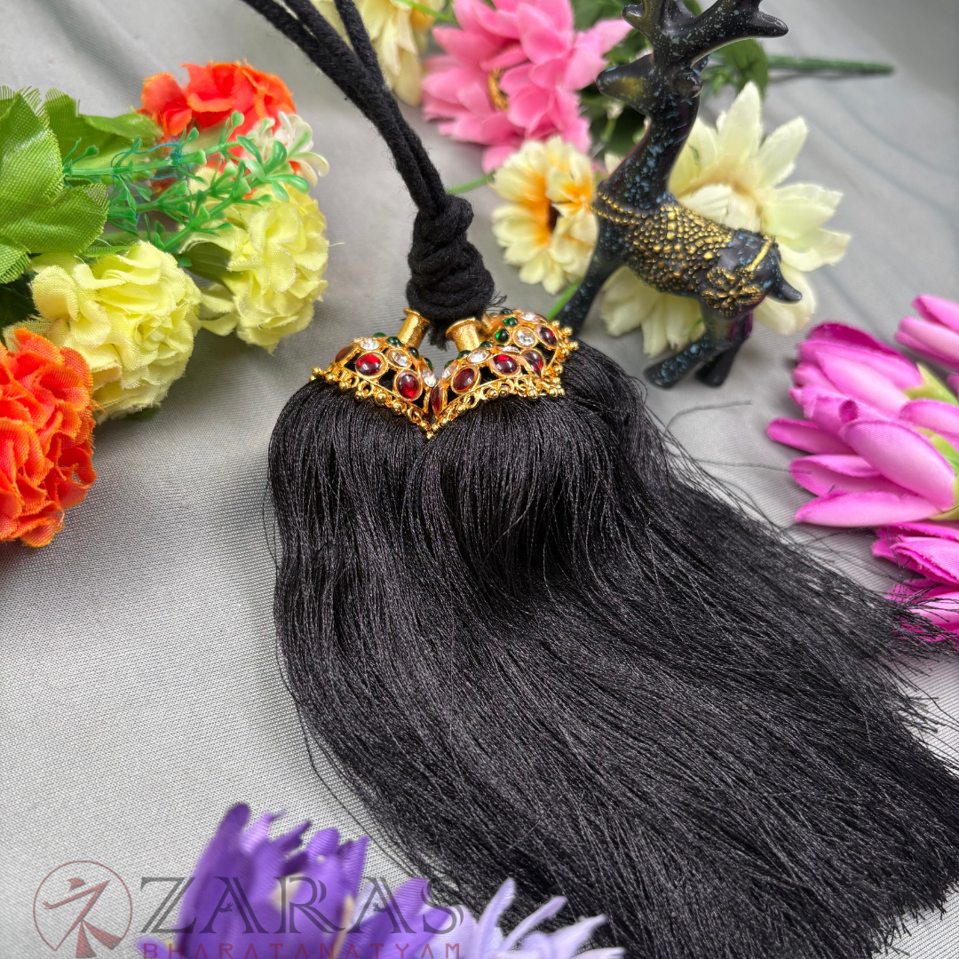 Bharatanatyam Dance Jewellery - Kemp Kunjalam 3 Line Hair Type image 2