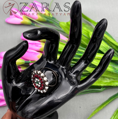 Bharatanatyam Dance Jewellery Black - Finger Ring Red kemp CS (Big) image 1