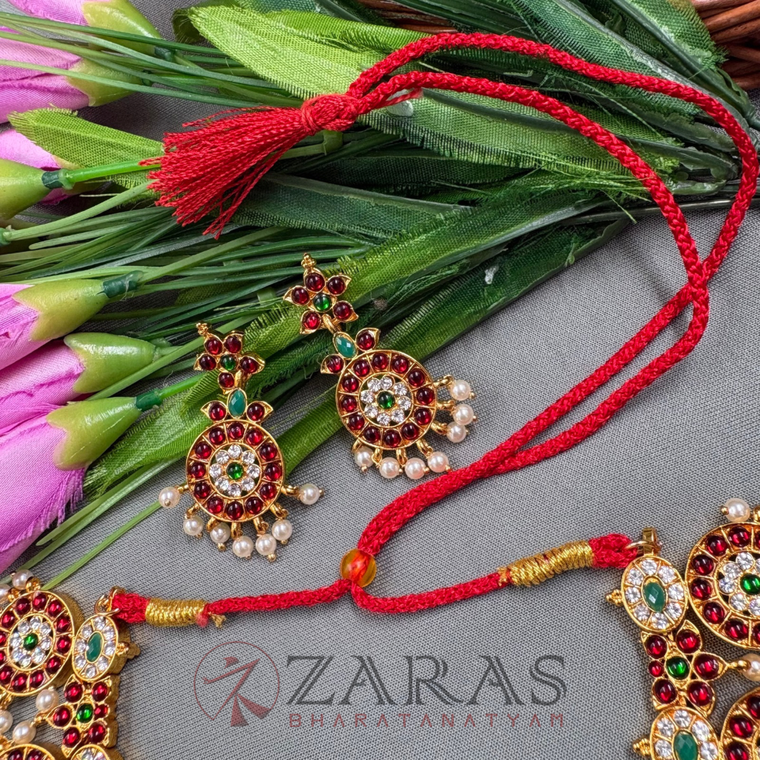 Bharatanatyam Dance Jewellery - Flower Necklace & Kammal RG Kemp image 2
