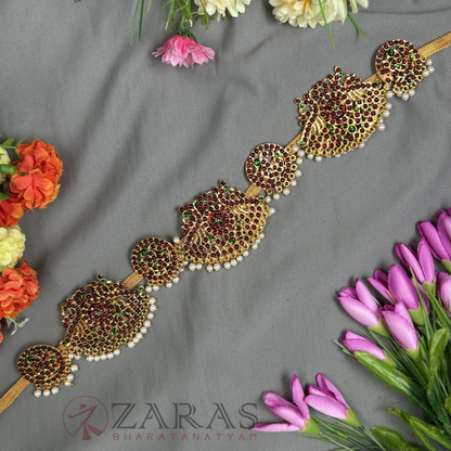 Bharatanatyam Dance Jewellery - Padak Round Hip Belt RG CS Kemp (Ottiyanam) image 0