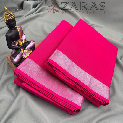 Bharatanatyam Dance Practice Saree - Pink with Silver Plain Border image 2