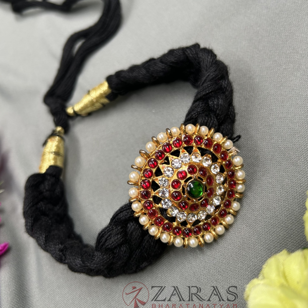 Bharatanatyam Dance Jewellery Necklace - Round Flower RG Kemp Black Thread Type image 0