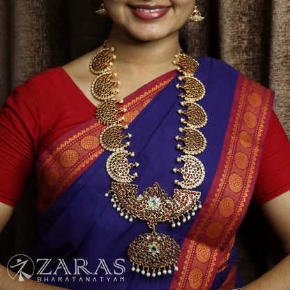 Bharatanatyam Dance Jewellery - 5 Step Moon with peacock RG Kemp Haaram image 0