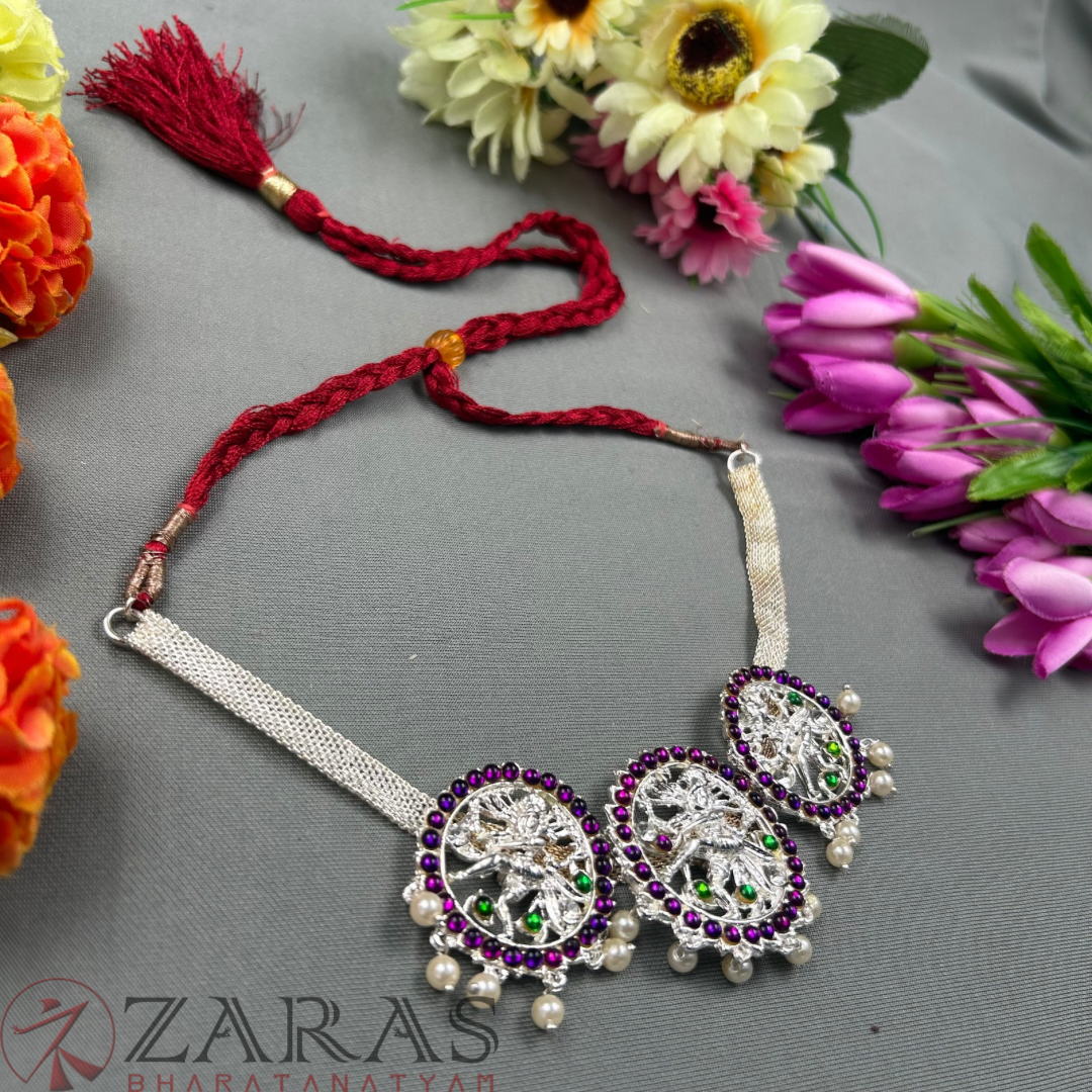 Bharatanatyam Dance Silver Jewellery - Nadaraj Necklace PG Kemp Stone image 2