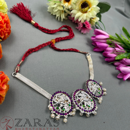 Bharatanatyam Dance Silver Jewellery - Nadaraj Necklace PG Kemp Stone image 2