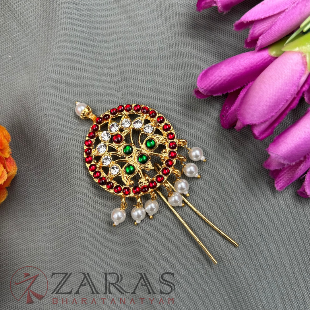Bharatanatyam Dance Jewellery - Head Arch Round Peacock Design Be image 0
