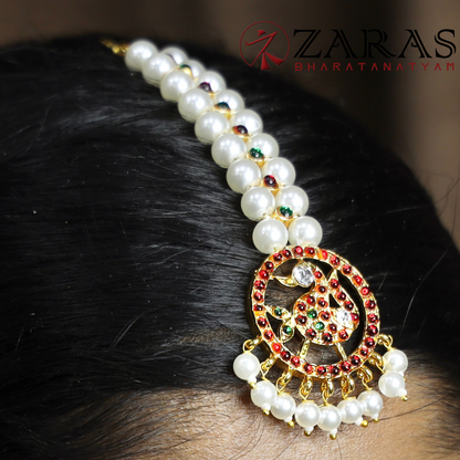 Bharatanatyam Dance Jewellery - R Peacock RG Kemp Netti Chutti 2 Line Pearls image 0