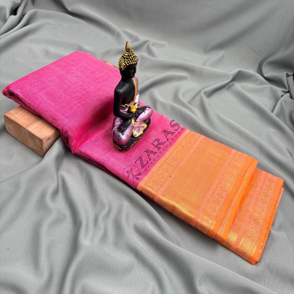 Bharatanatyam Dance Practice Saree - Pink Gold Double Coin image 1