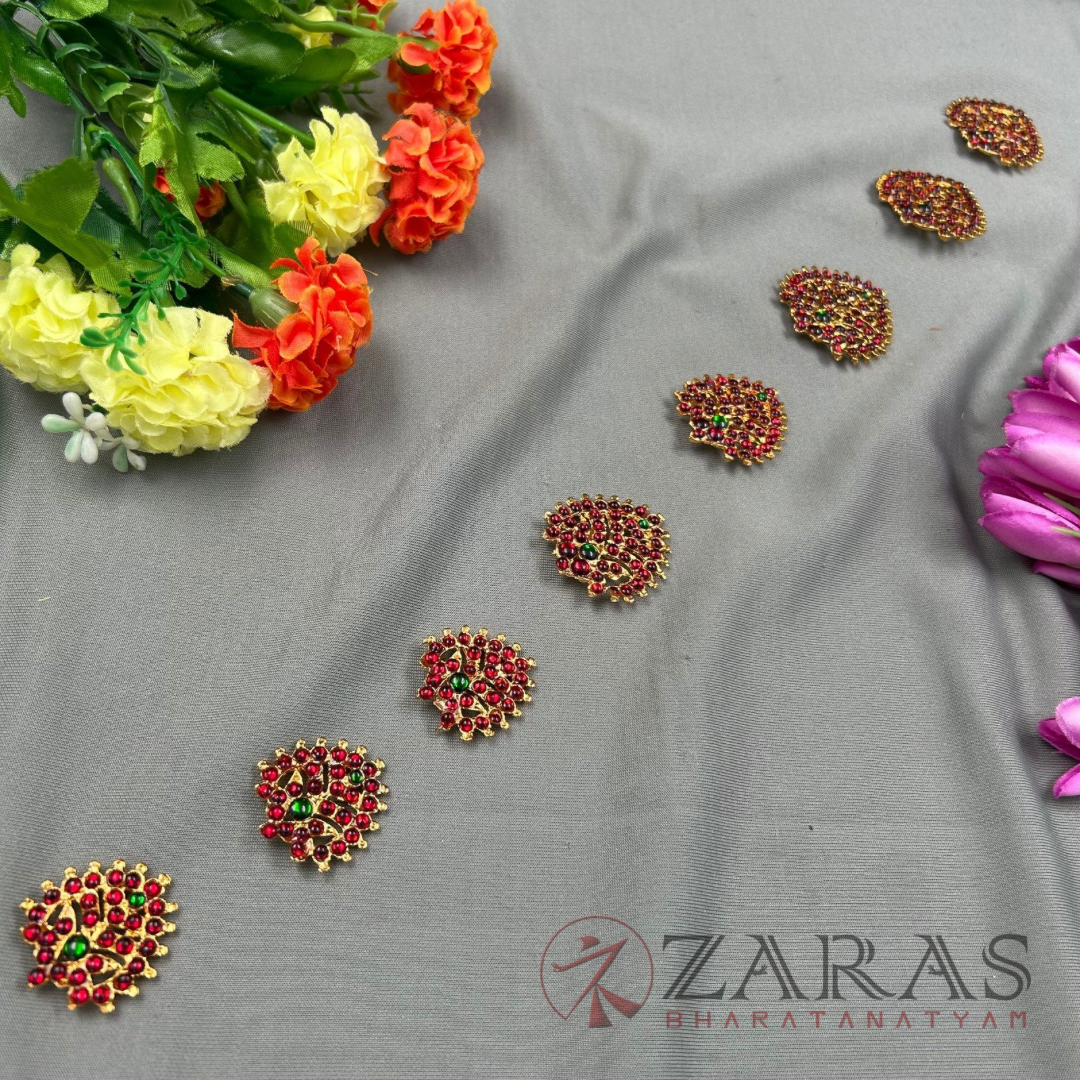 Bharatanatyam Dance Jewellery - Jada Billa Thilagam Design RG Kemp (Set of 9 Pcs) image 1