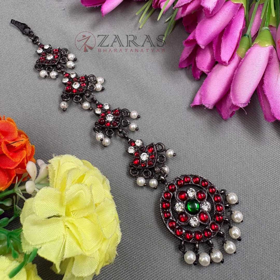 Bharatanatyam Dance Jewellery Black - Round Flower Netti Chutti RG Kemp CS image 1