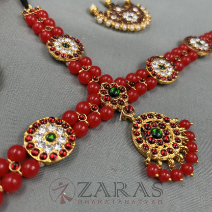 Bharatanatyam Dance Jewellery - Headset Round Red Balls RG Kemp image 2