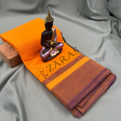 Bharatanatyam Dance Practice Saree - Mango yellow with Purple Plain Border image 0