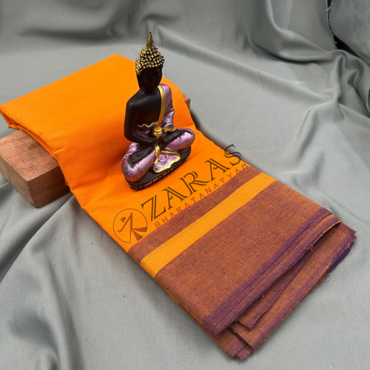 Bharatanatyam Dance Practice Saree - Mango yellow with Purple Plain Border image 0