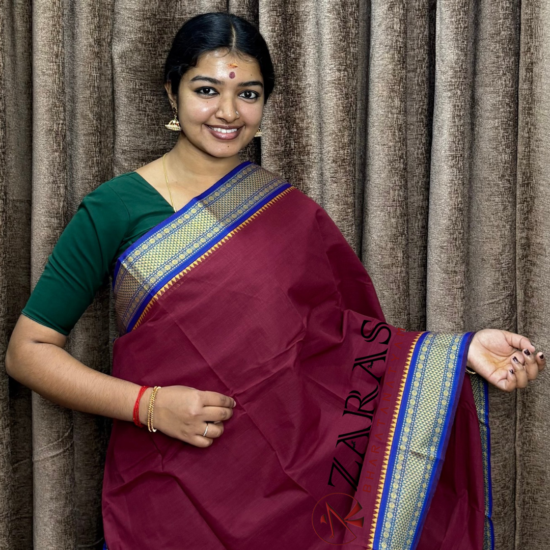 Bharatanatyam Dance Practice Saree - Maroon BL Gold Diamond Double Coin image 0