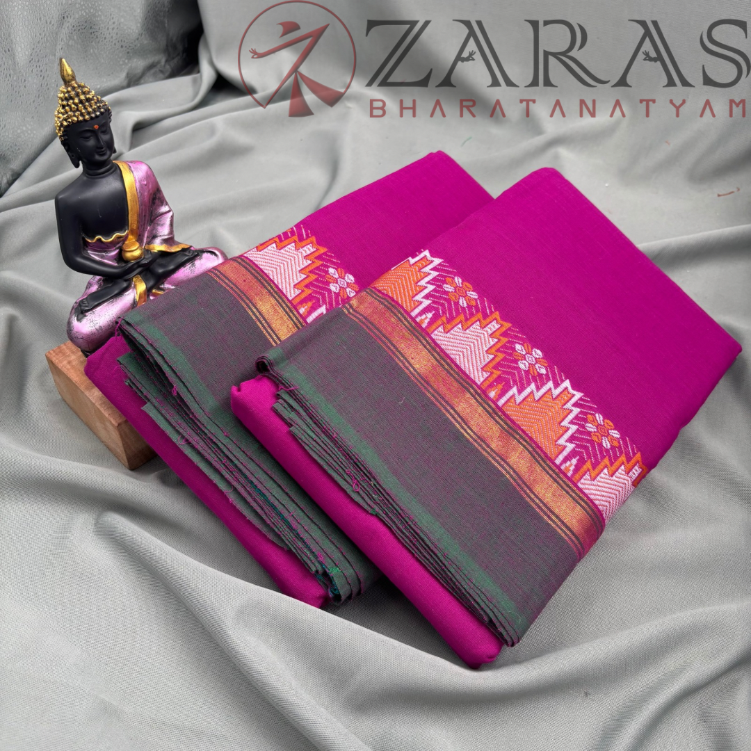 Bharatanatyam Dance Practice Saree - Violet Green Temple Border image 2