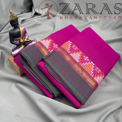 Bharatanatyam Dance Practice Saree - Violet Green Temple Border image 2