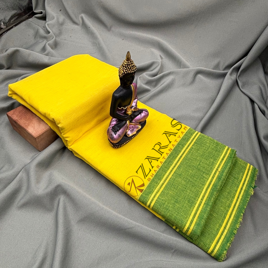 Bharatanatyam Dance Practice Saree - L Yellow With Green Plain Border image 1