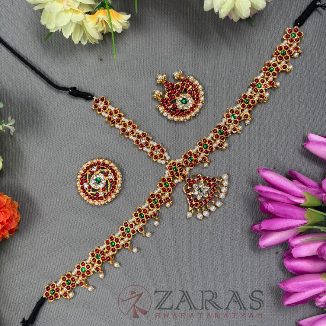 Bharatanatyam Dance Jewellery - Headset Flower RG Kemp Beads image 0