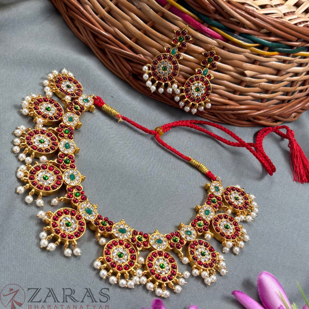Bharatanatyam Dance Jewellery - Flower Necklace & Kammal RG Kemp image 1