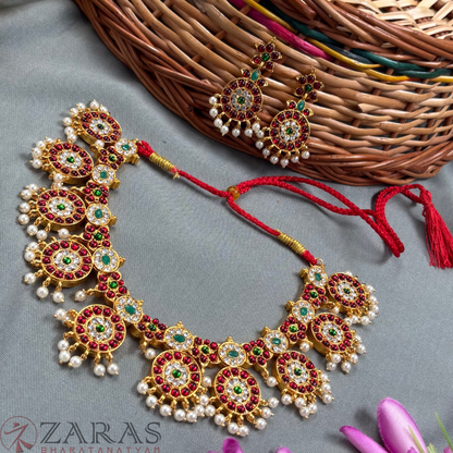 Bharatanatyam Dance Jewellery - Flower Necklace & Kammal RG Kemp image 1