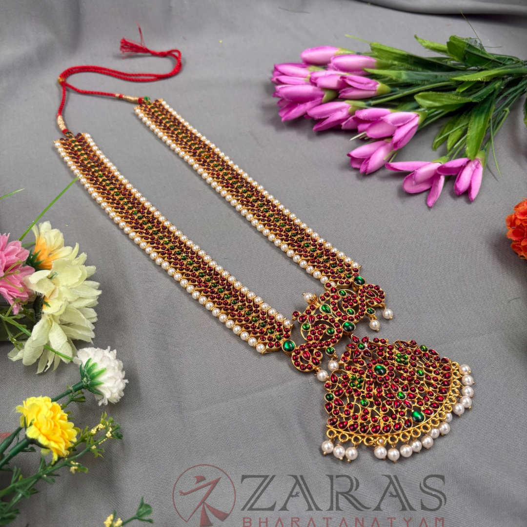 Bharatanatyam Dance Jewellery Haaram - Mee & Flower RG Kemp Maalai / Long Beads image 1